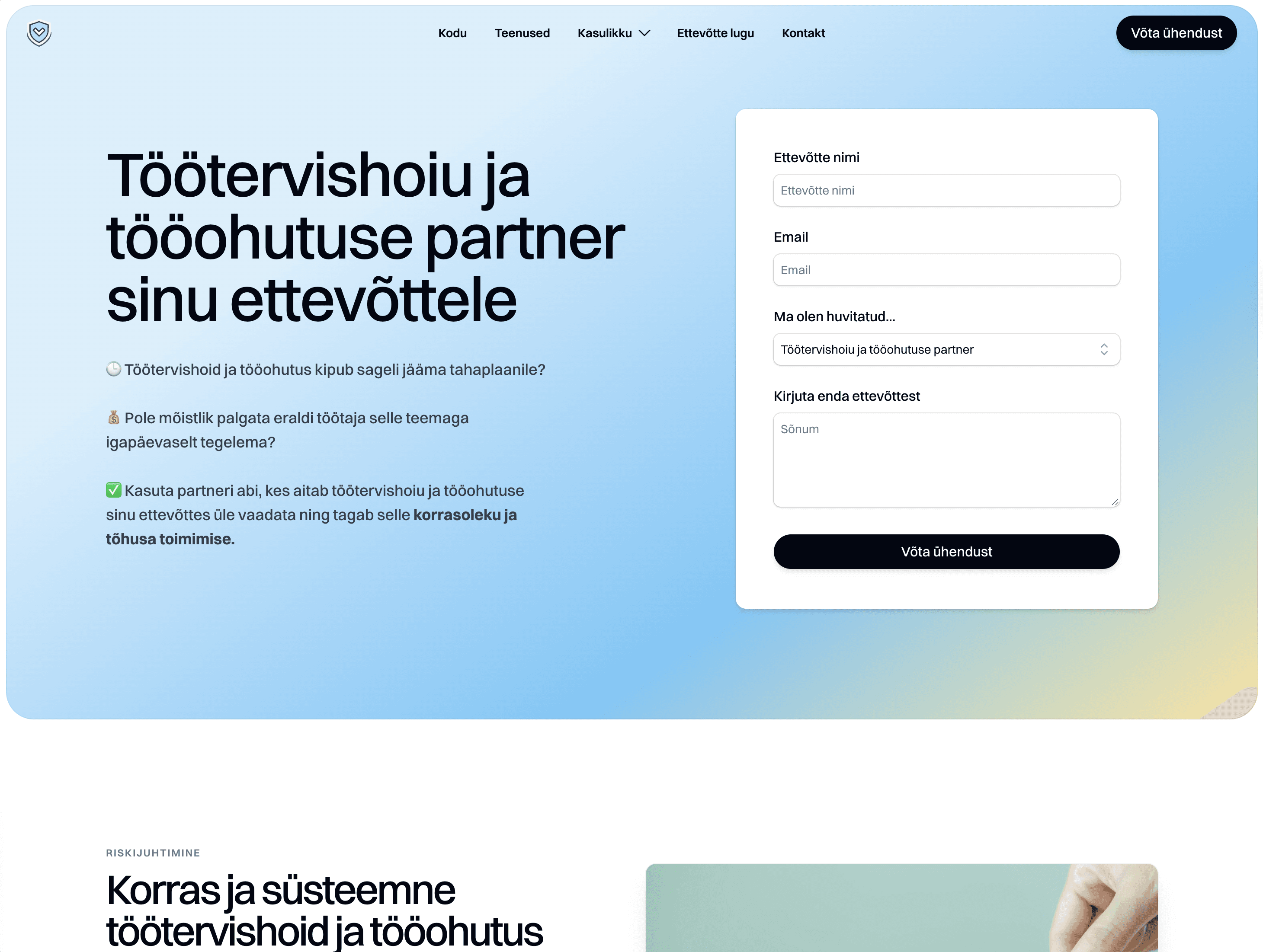 Tööohutusepartner - HR services web application with booking system