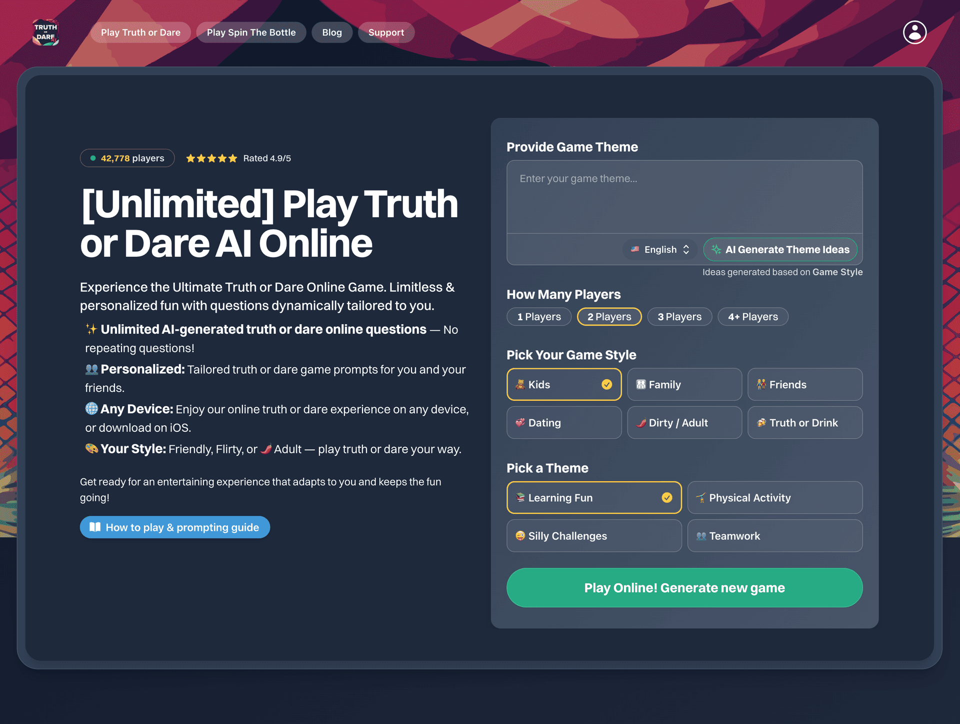 Truth or Dare AI - Interactive Game Platform